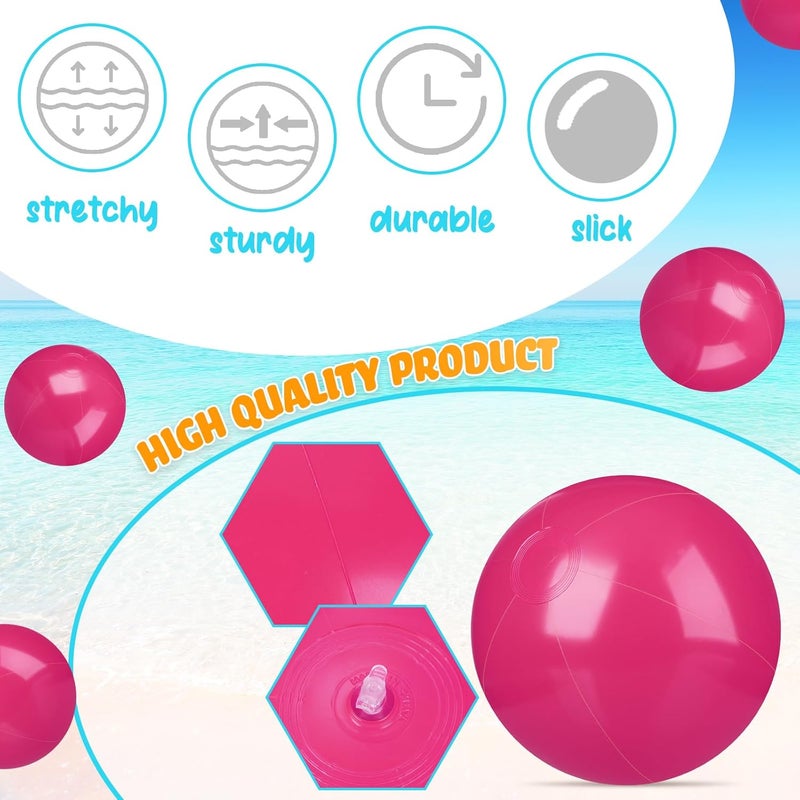 Raiten 12 Pcs Beach Ball Inflatable Beach Balls Large Inflatable Ball Floating Ball for Swimming Pool Party Favors Outdoor Activities Summer Birthday Party Supplies (Pink,12 Inch) - Image 3